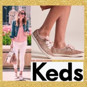 Gold Metallic Keds Fashion Sneakers Size 8